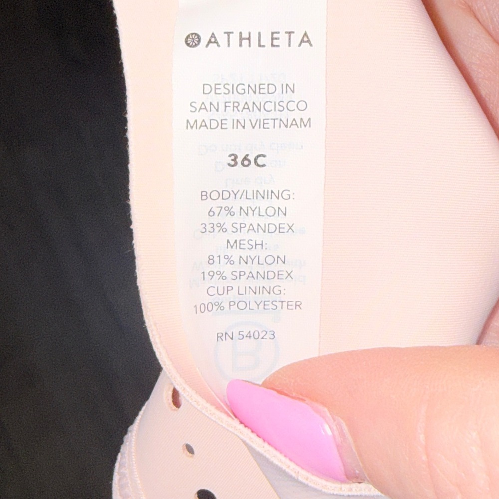 Athleta Womens 36C‎ Blush Pink High Impact Sports Bra Adjustable Racerback - Picture 4 of 4
